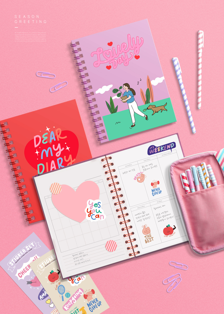 (테스트)내맘대로 꾸미는 다이어리!스티커가 팡팡!